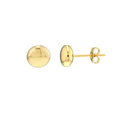 Curata 14k Yellow Gold 7mm Puffed Circle Stud Earrings