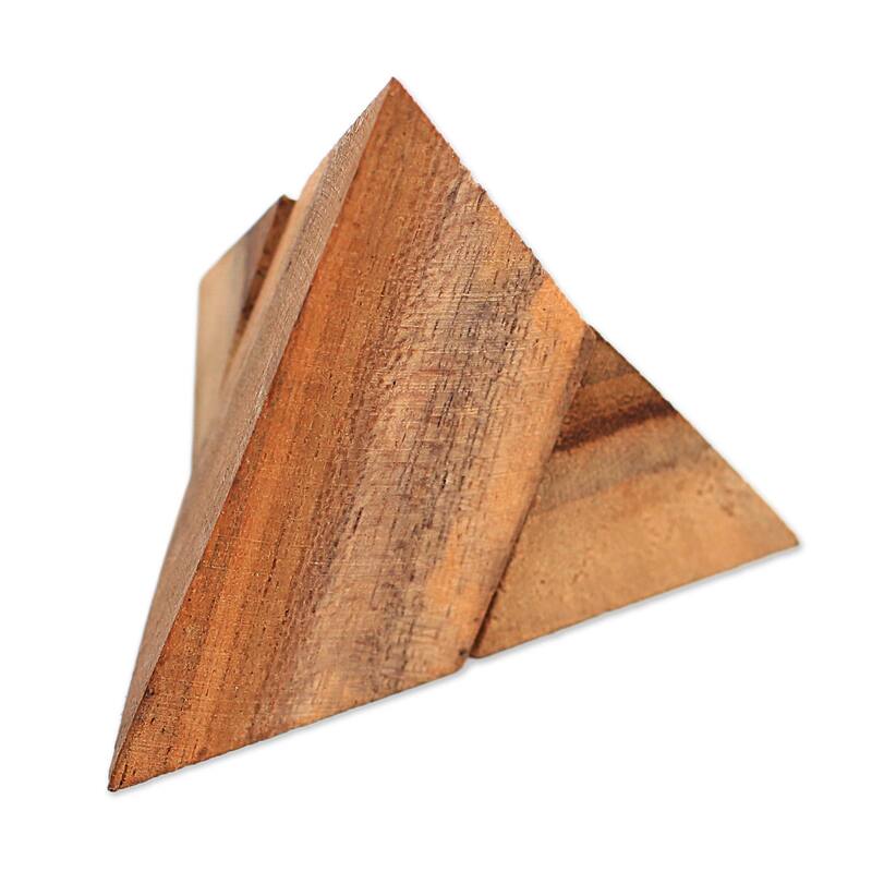 Novica Handmade Enchanting Pyramid Teak Wood Puzzle