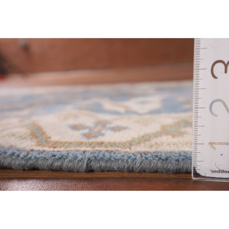 Light Blue Oushak Oriental Runner Rug Handmade Wool Carpet - 2'6" x 7'9"