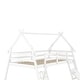 preview thumbnail 5 of 10, Twin over Queen House Bunk Bed with Climbing Nets and Climbing Ramp, White