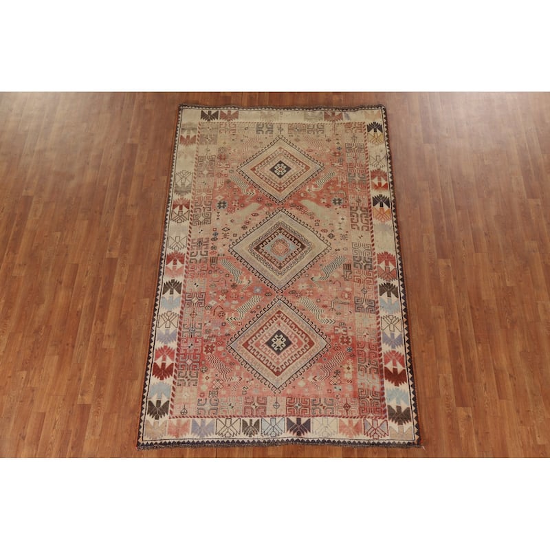 Tribal Shiraz Persian Vintage Area Rug Bedroom Handmade Wool Carpet - 5'4"x 8'5"