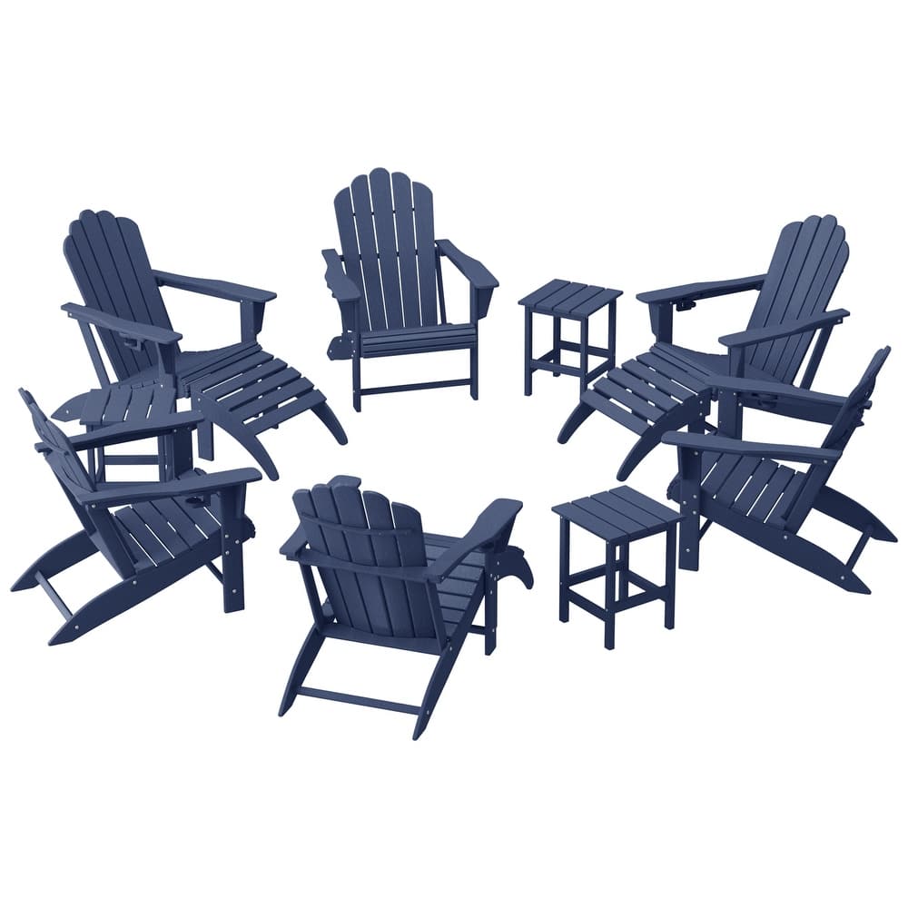 Aderson Outdoor Poly Adirondack Chair With Ottoman And Side Table 12-Piece Set