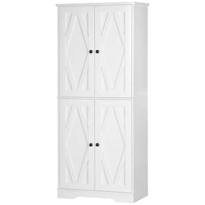 Pantry Cabinet with 4 Barn Doors and Adjustable Shelves