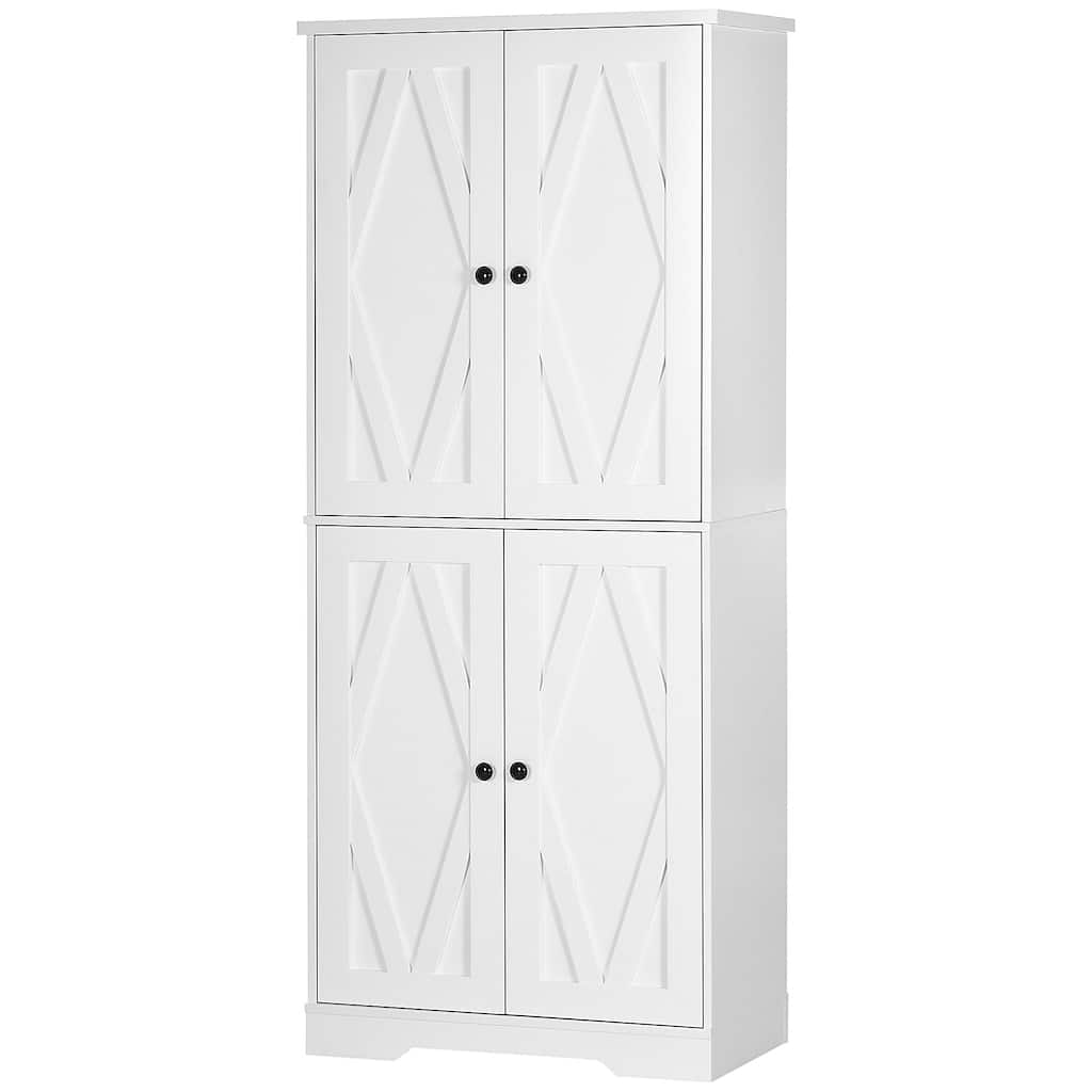 Pantry Cabinet with 4 Barn Doors and Adjustable Shelves