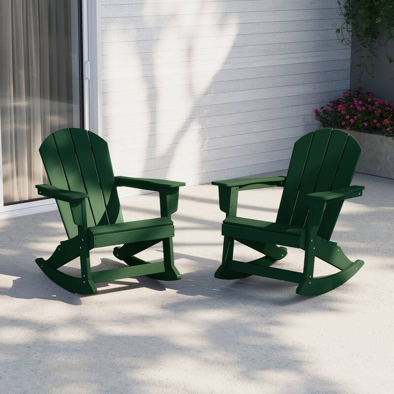 Laguna Hdpe All Weather Outdoor Patio Rocking Chair (Set of 2) - Dark Green