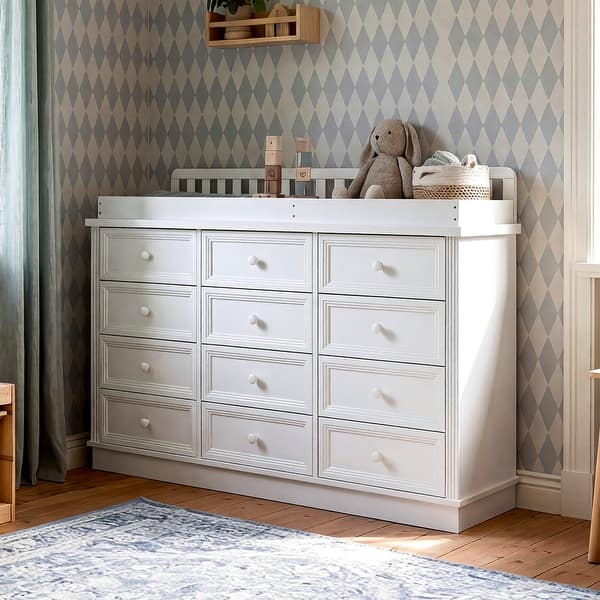 long dresser changing table Gemini 6-Drawer Wide Dresser with Removable Topper (56")