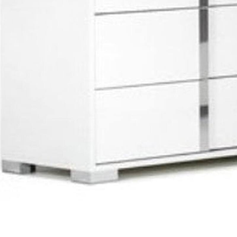 Suni Wide Dresser, Glossy White Wood with UV Finish, 6 Drawers