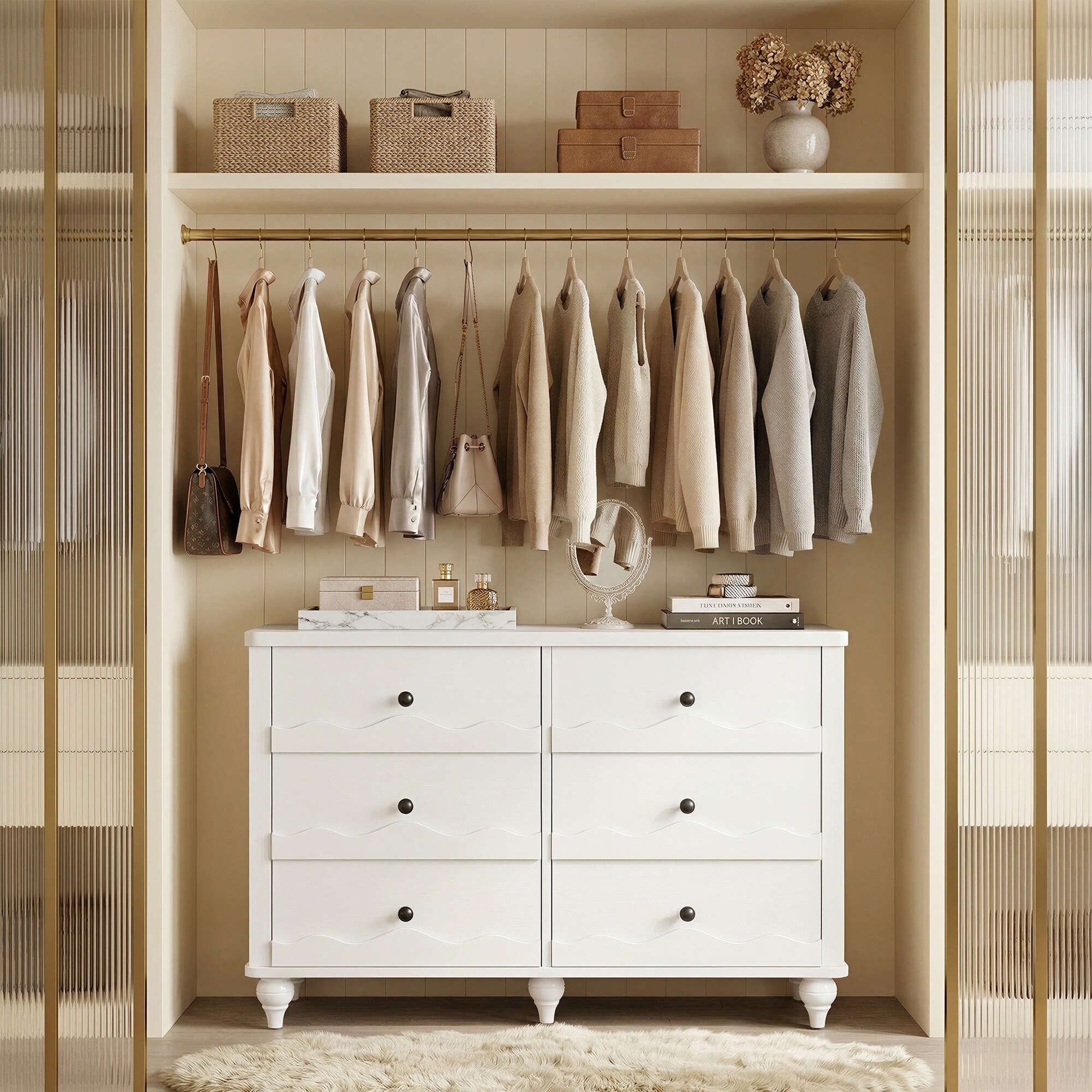 Narill Wave-Inspired 6-Drawer Dresser Closet Organizer, 43-In