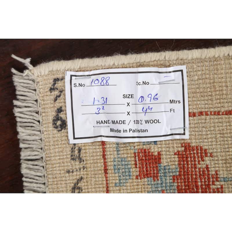 Vegetable Dye Floral Ziegler Area Rug Wool Hand-knotted Foyer Carpet - 3'2" x 4'4"