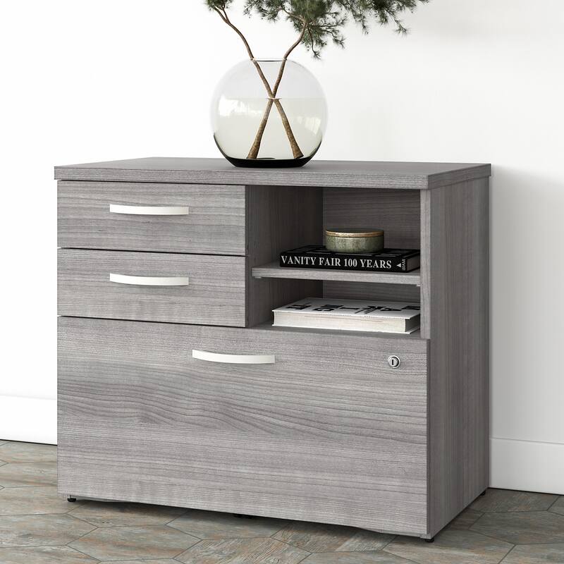 Studio A Storage Cabinet with Drawers by Bush Business Furniture - Platinum Gray