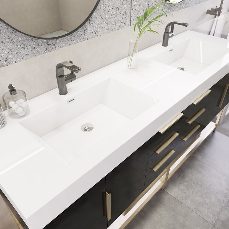 Noble 84" Free Standing Vanity with Reinforced Acrylic Double Sink - 84" Width
