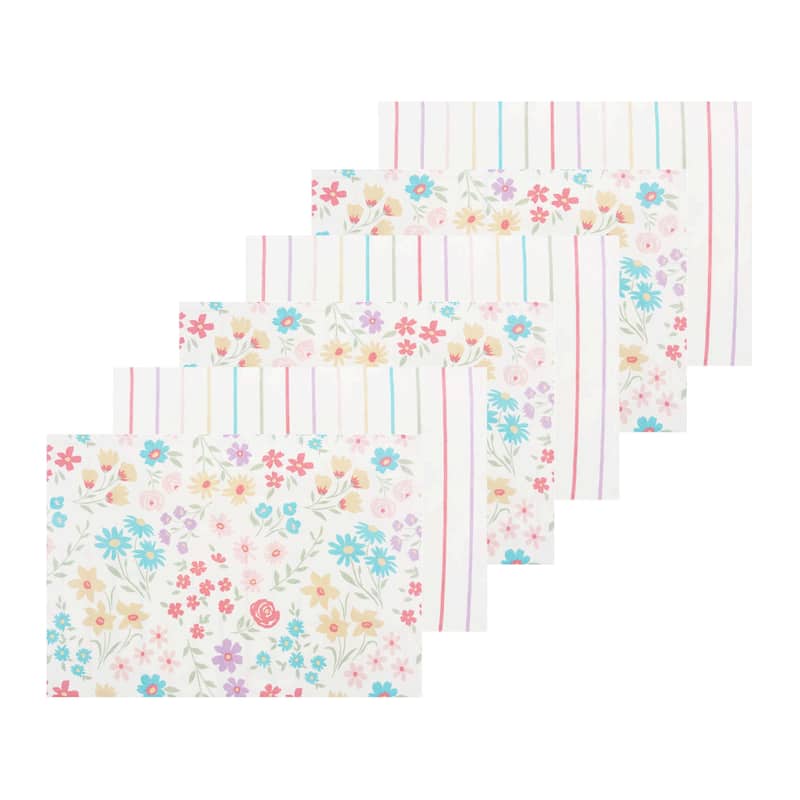 Bunnies & Blooms Placemats Set of 6, 14" x 20" - Multicolored