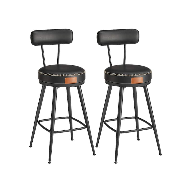 360 Swivel Bar Stools with Backrest and Steel Legs Footrest Perfect for Dining Room Set of 2