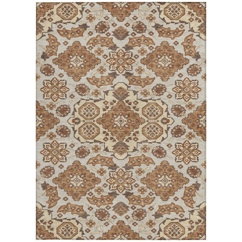 HomeRoots Medallion Traditional Rectangle Outdoor Rug