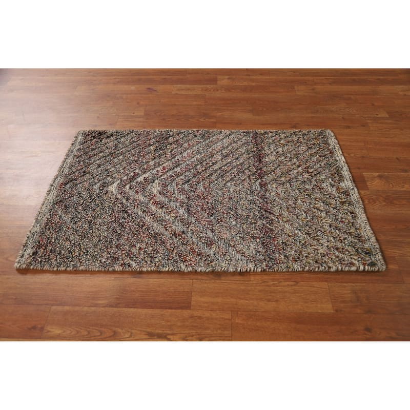 Chevron Style Moroccan Foyer Rug Handmade Multi-Color Wool Carpet - 2'0"x 3'0"