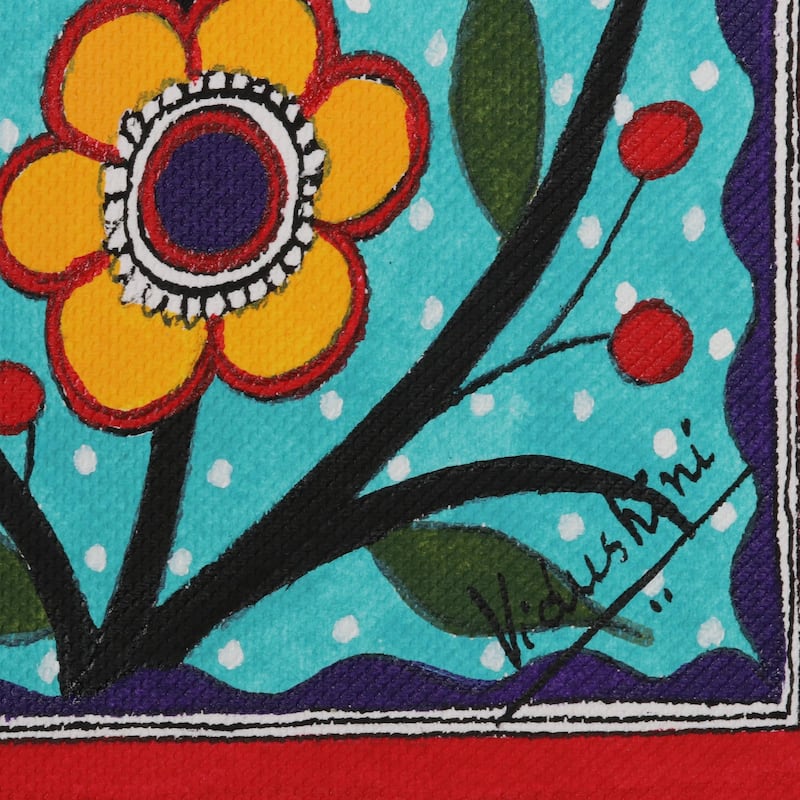 Novica Handmade Fish Symmetry Madhubani Painting