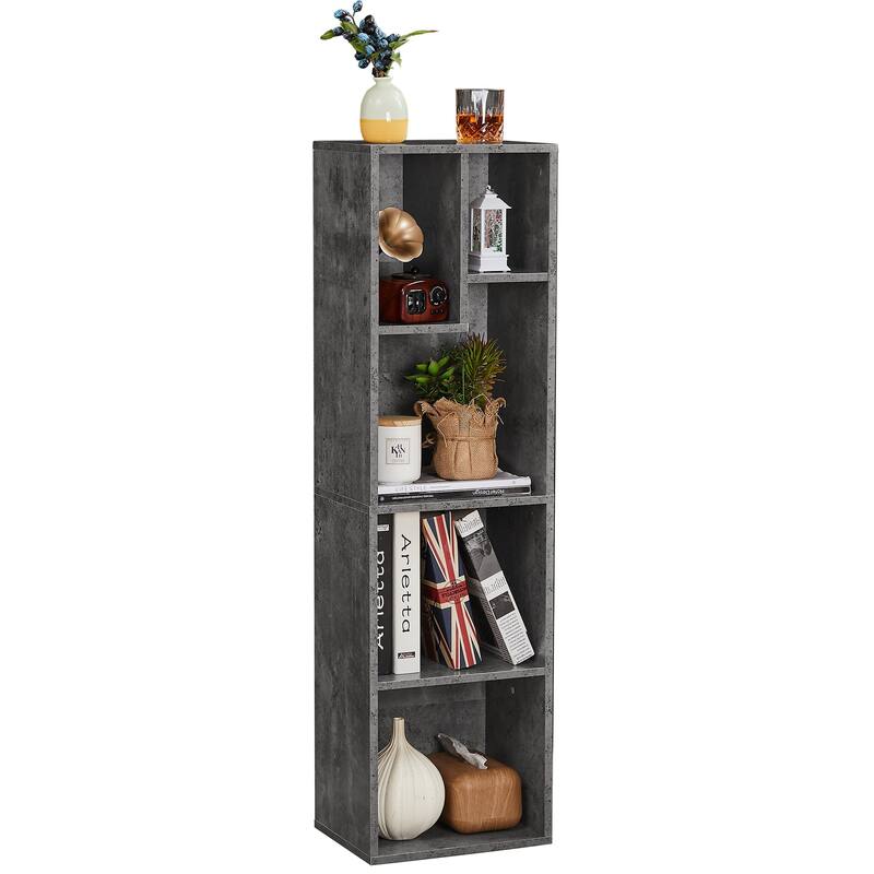 5 Tier Bookshelf, Set of 2 Tall Bookcase Shelf Storage Organizer, Modern Book Shelf for Bedroom, Living Room and Home Office