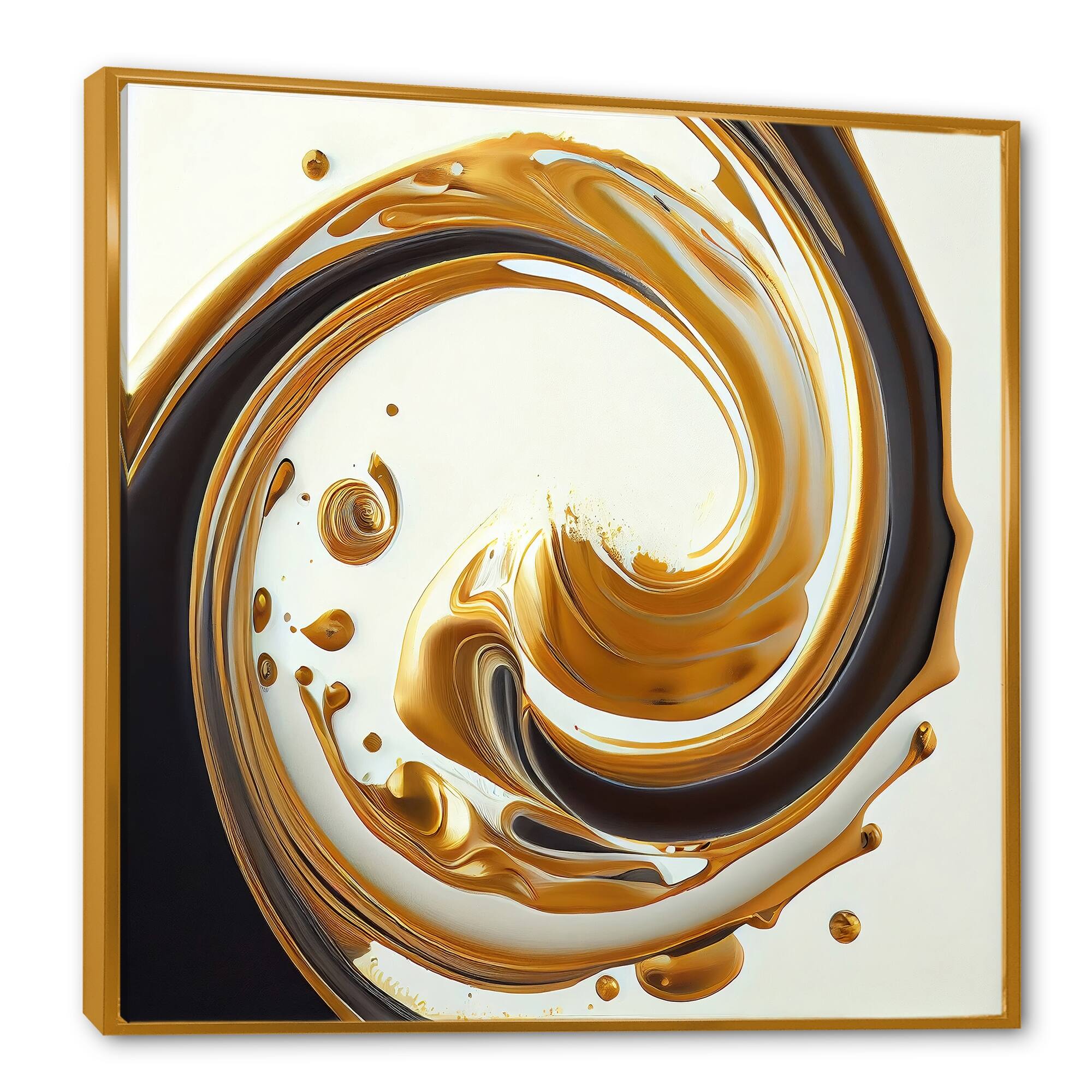 Designart "White, Gold And Red Spiral I" Modern Framed Canvas Art Print