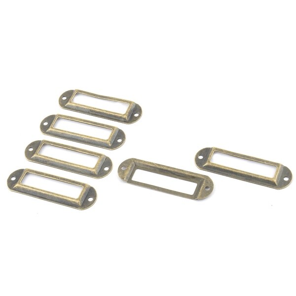 Home Metal Tags Drawer Gift Box Label Card Holders Bronze Tone 70 x 21mm 6 Pcs