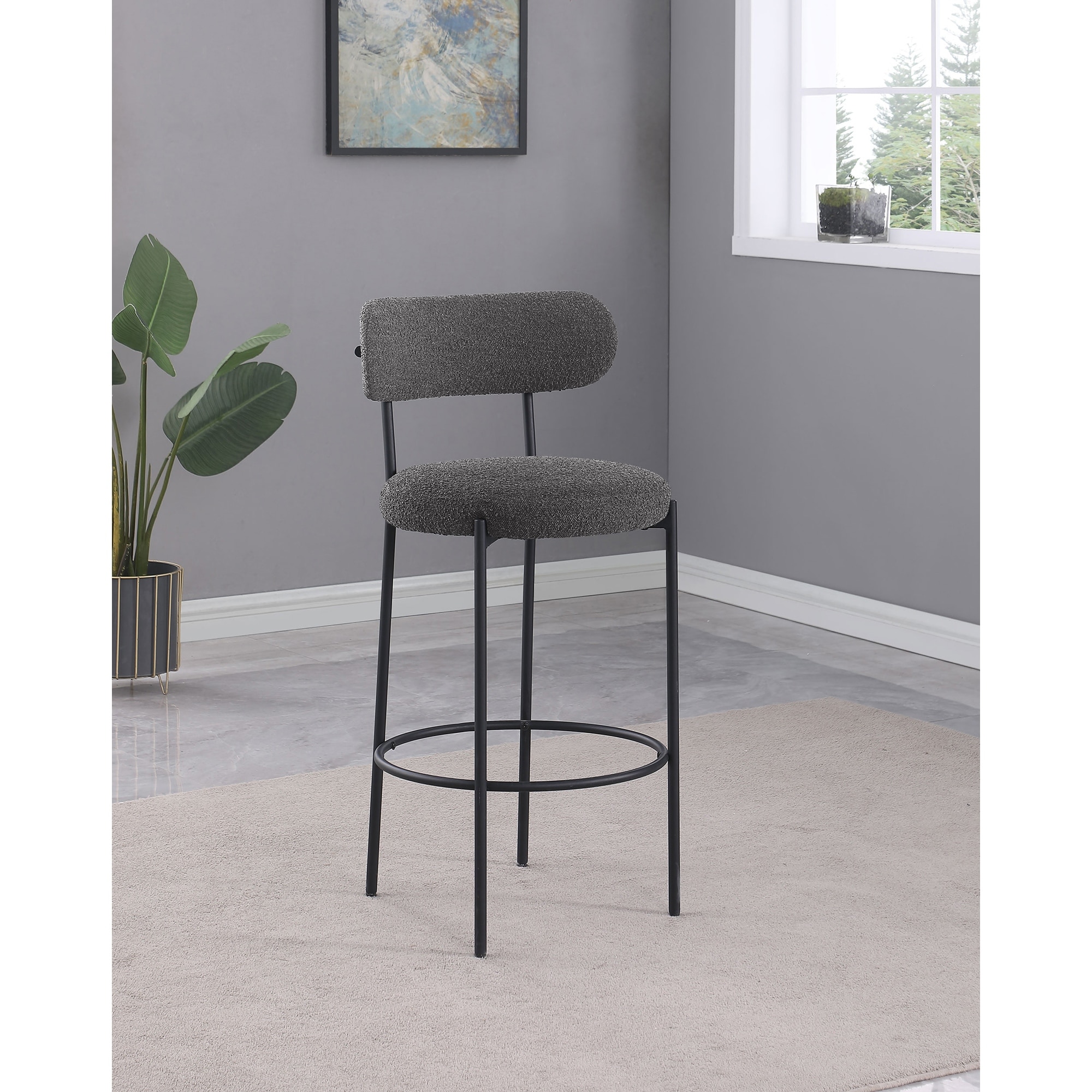 Concord Grey Boucle Upholstered Bar Chair (Set of 2)
