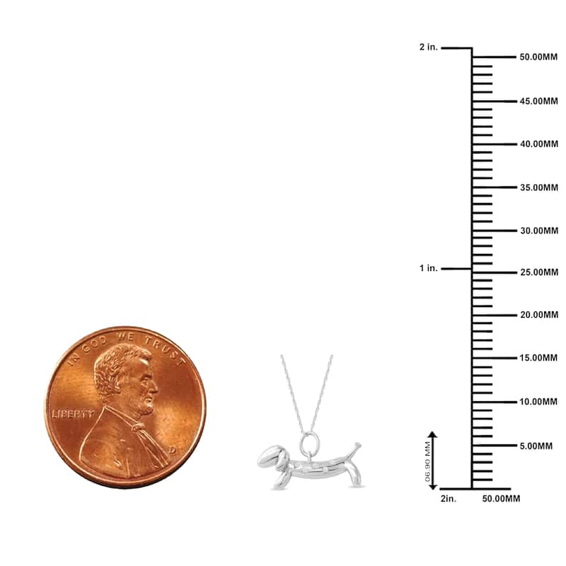 1/20ct TDW Diamond Animal Giraffe, Bunny and Dachshund Dog Necklace in Gold Plated Silver for Women