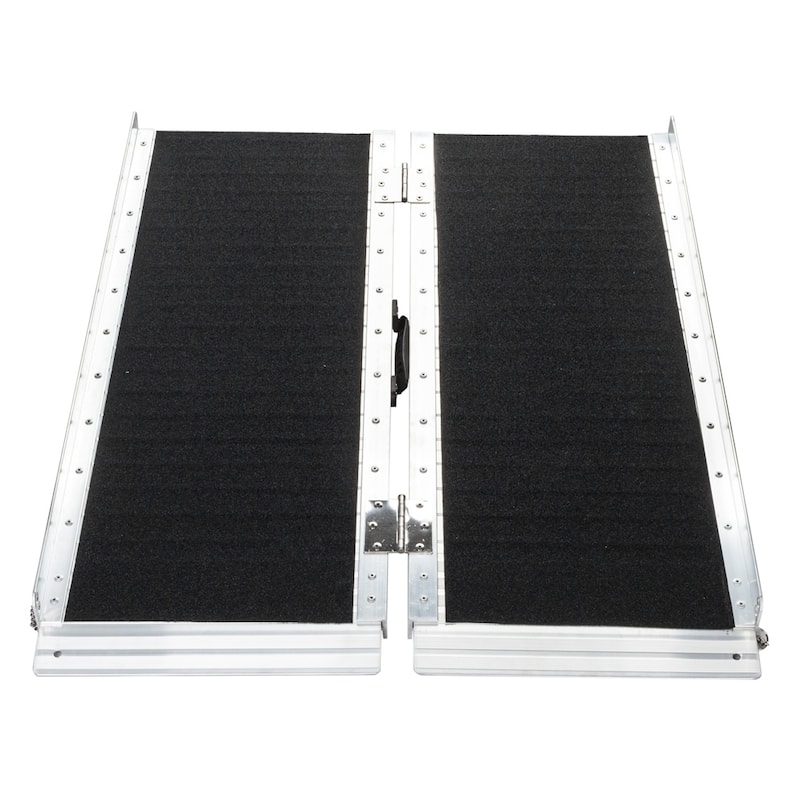 4FT Non-Skid Traction Folding Aluminum Wheelchair Ramp Scooter Mobility Handicap Ramps for Home Steps, Suitcase with Handle - Black