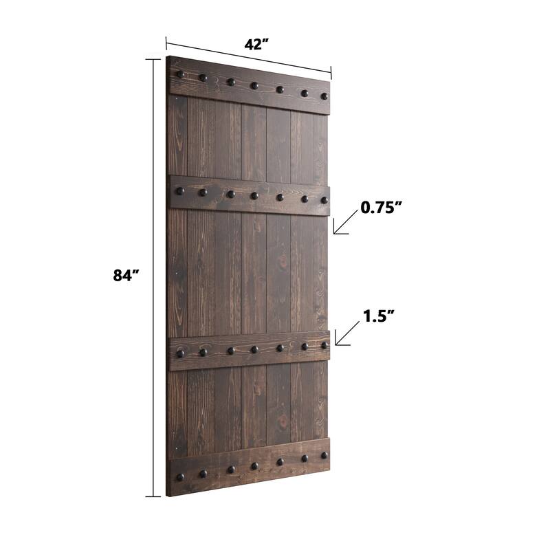Coast Sequoia 42in x 84in Castle Series Pine Wood Sliding Barn Door With Hardware Kit