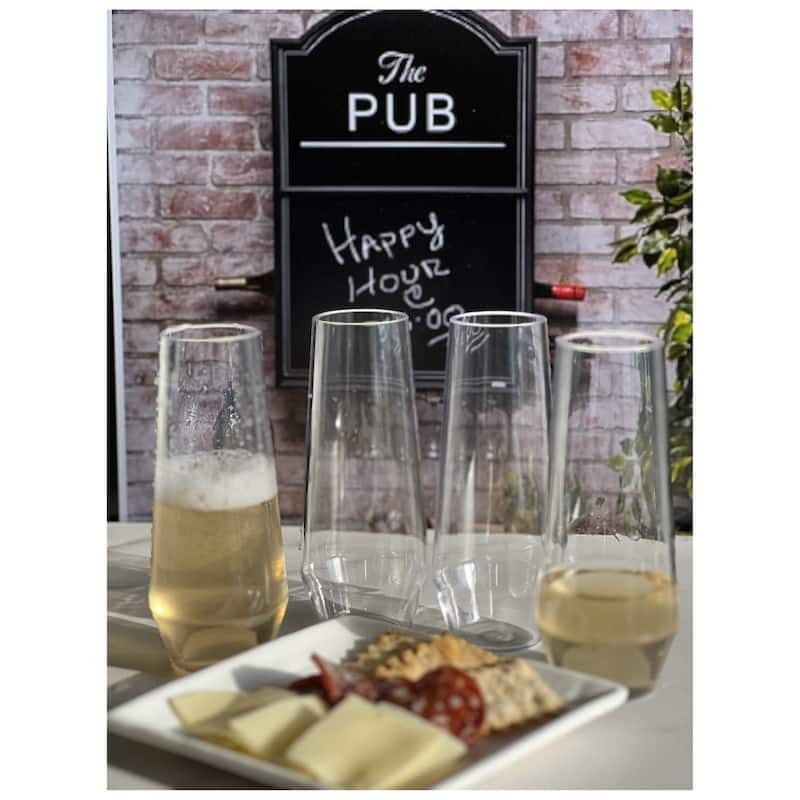 Tritan Lexington Plastic Champagne Flutes Set of 4 (9oz), Unbreakable Mimosa Glasses