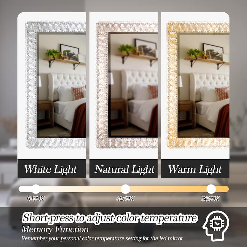 LED Crystal Mirror Light With Dimmable Lights for Living Room Kitchen Bedroom Dining Room