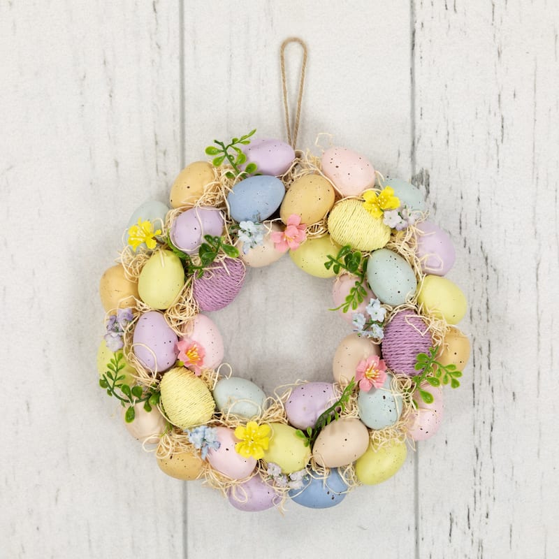 Floral and Easter Egg Spring Wreath - 12.5" - Multicolor