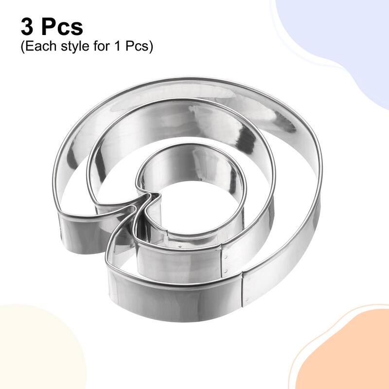3pcs Lotus Leaf Cookie Cutter Set Assorted Sizes Flower Petal Cutters - Silver