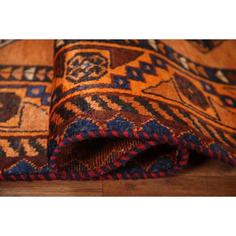 Hand Knotted Oriental 100% Wool Carpet Traditional Tribal Oranges & Rust Lori Area Rug - 7' 4'' X 4' 0''