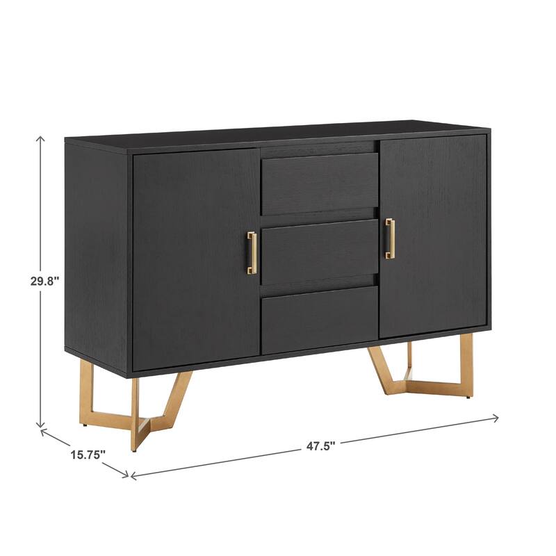 Cheyenne Black Finish Server with Gold Metal Base by iNSPIRE Q Modern