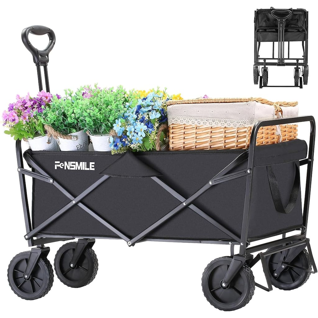 Heavy-Duty Folding Utility Wagon - 220lb Capacity All-Terrain Cart for Camping, Beach & Sports