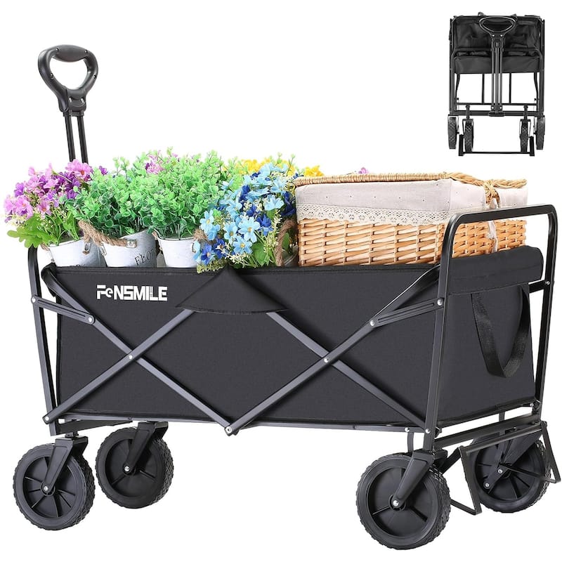 Heavy-Duty Folding Utility Wagon - 220lb Capacity All-Terrain Cart for Camping, Beach & Sports