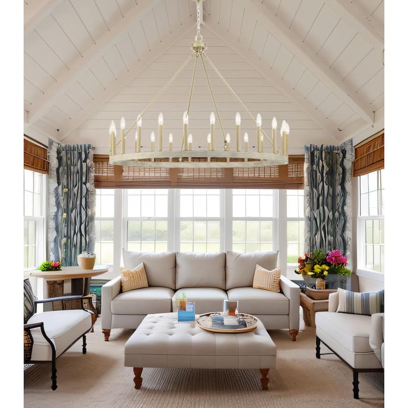 Acroma 24-light 47In Modern Farmhouse Large Wagon Wheel Chandelier