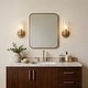 preview thumbnail 15 of 26, LNC Modern Farmhouse Clear Glass Wall Sconce Black Gold Silver Bathroom Vanity Lighting - W 4.7" x H 9.6" x D 4.5"