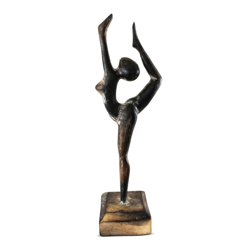 12" Wooden Handmade Abstract Ballet Dancer Sculpture Statue Handcrafted Gift Art Decor Figurine Accent Hand Carved