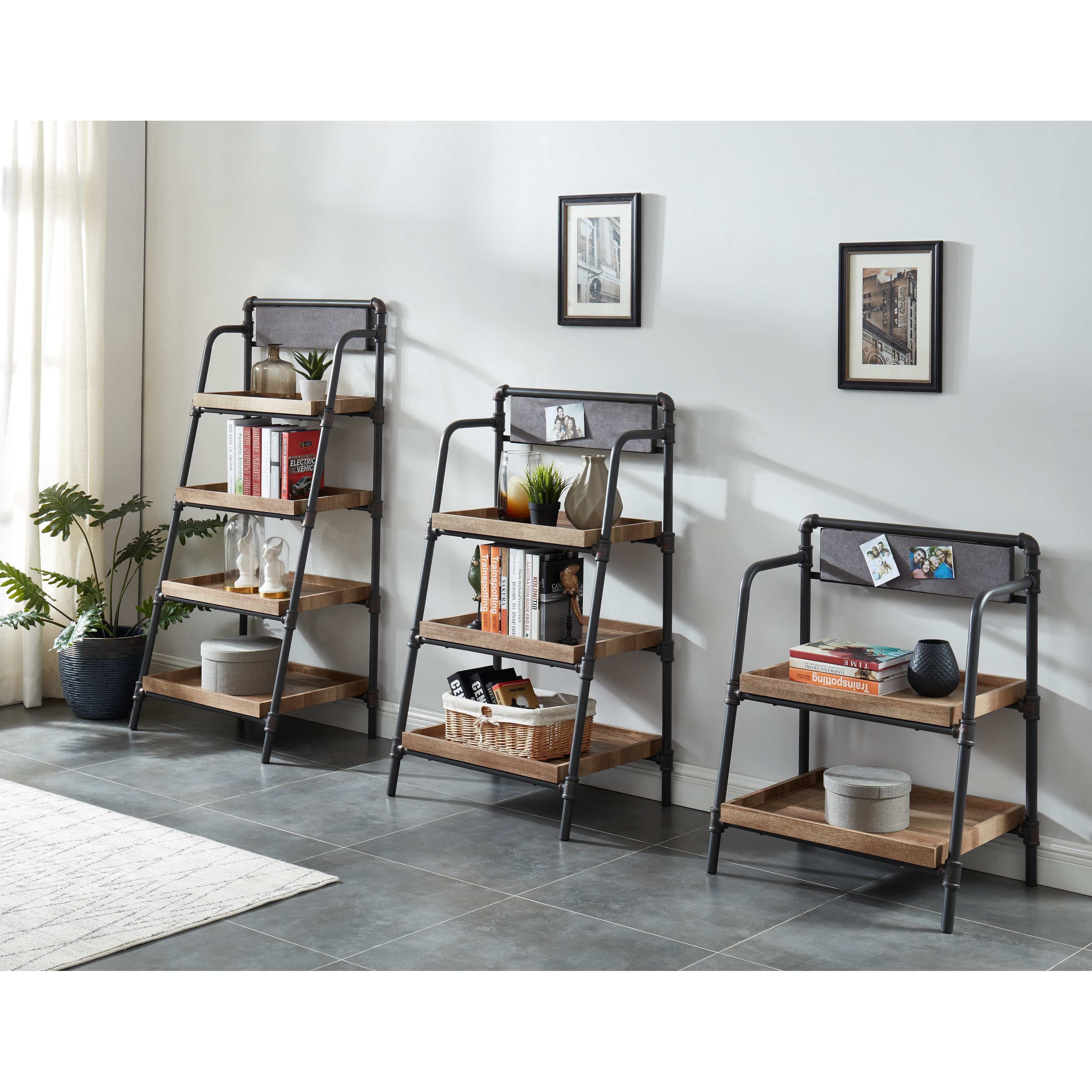 Furniture of America Pham Industrial Brown Metal Display Bookshelf