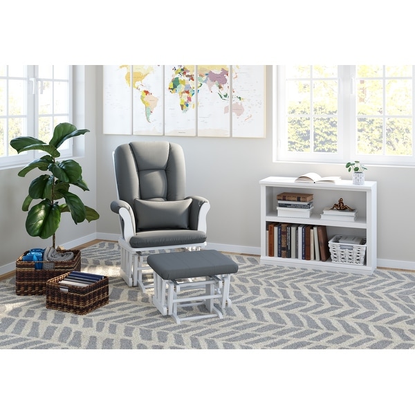 storkcraft tuscany glider and ottoman with lumbar pillow