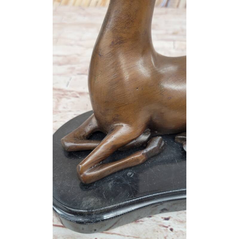 Reindeer Caribou Deer Elk Bronze Statue Sculpture Figurine Signed Original 9.5 Inches X 8.5 Inches