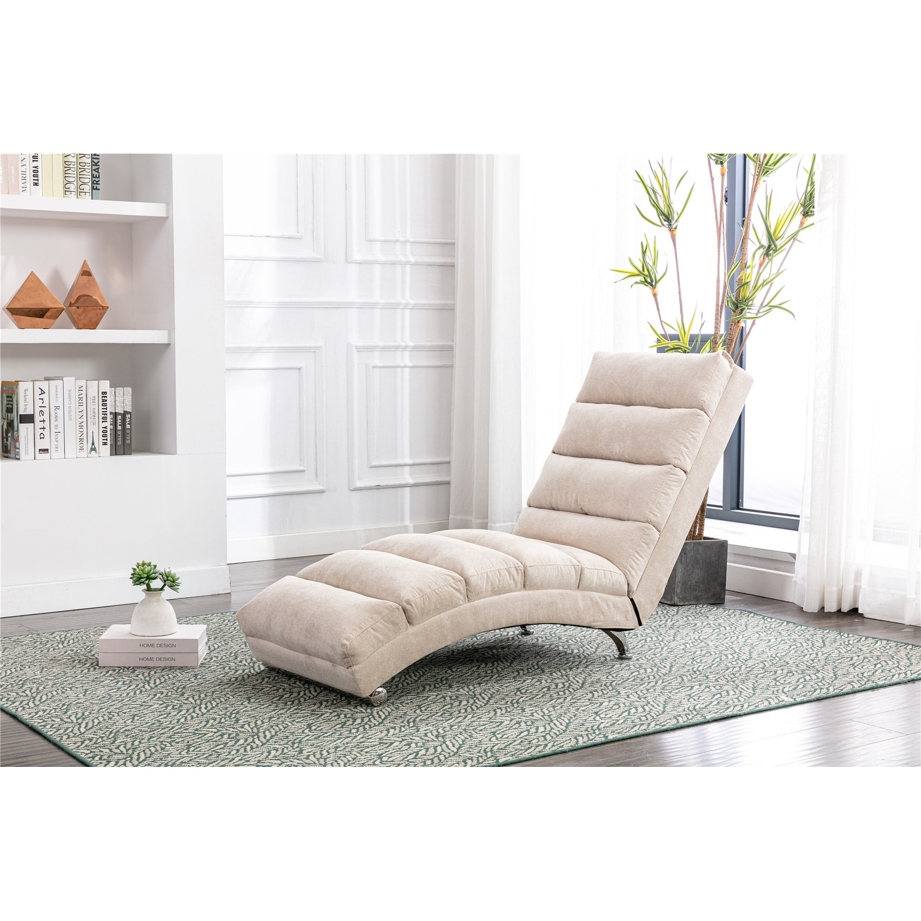 Modern Linen Ergonomic Massage and Heating Function Chaise Lounge