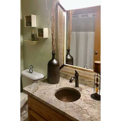 14-in Round Under Counter Hammered Copper Bathroom Sink (LR14FDB)