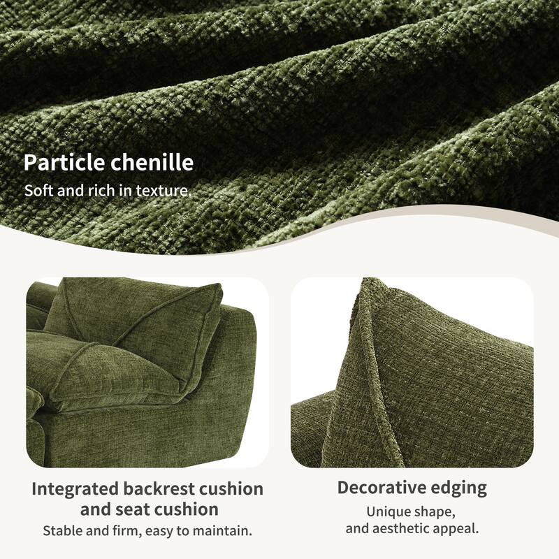 116" Chenille Fully Compressed Sectional Sofa with High-Density Foam, and 6-Seater Modular Cloud Couch