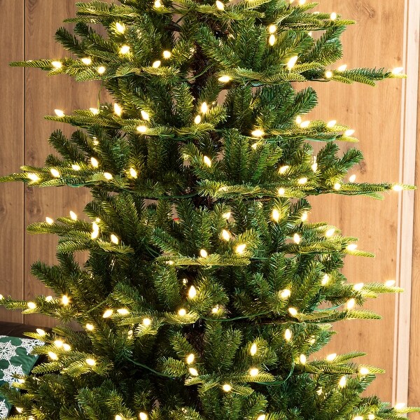 Glitzhome 7.5ft 9ft Pre Lit Evergreen Slim Fir Artificial Christmas Tree With Strawberry Lights On Sale Bed Bath Beyond 40526220