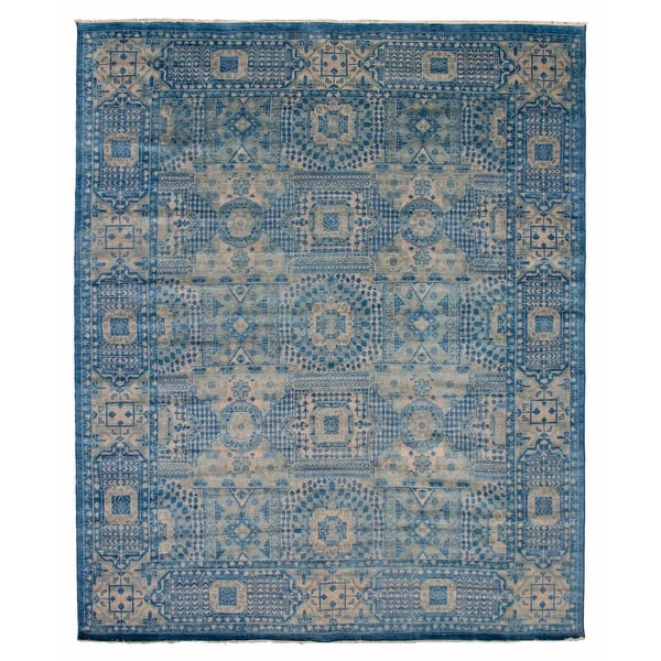 slide 2 of 9, ECARPETGALLERY Hand-knotted Mamluk Blue Wool Rug - 12' x 14' 10" Blue - 12' x 14' 10" - Rectangle