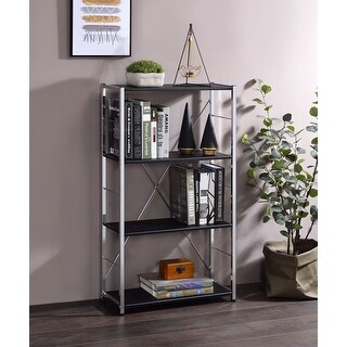 4-Tier Tennos Bookshelf, Black & Chrome Finish