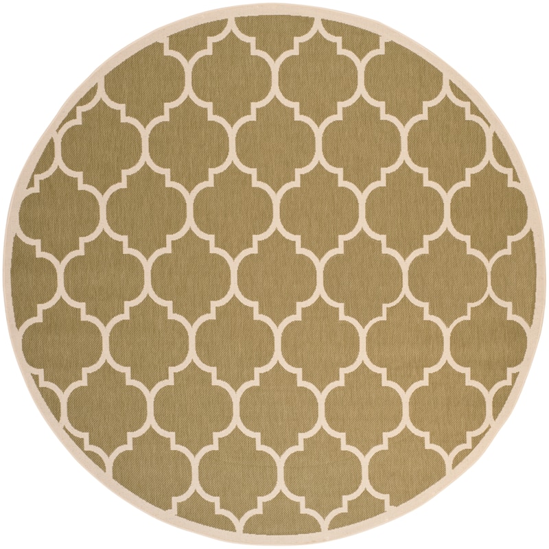 SAFAVIEH Courtyard Kathy Indoor/ Outdoor Waterproof Patio Backyard Rug - 7'1 x 7'1 Round - Green/Beige
