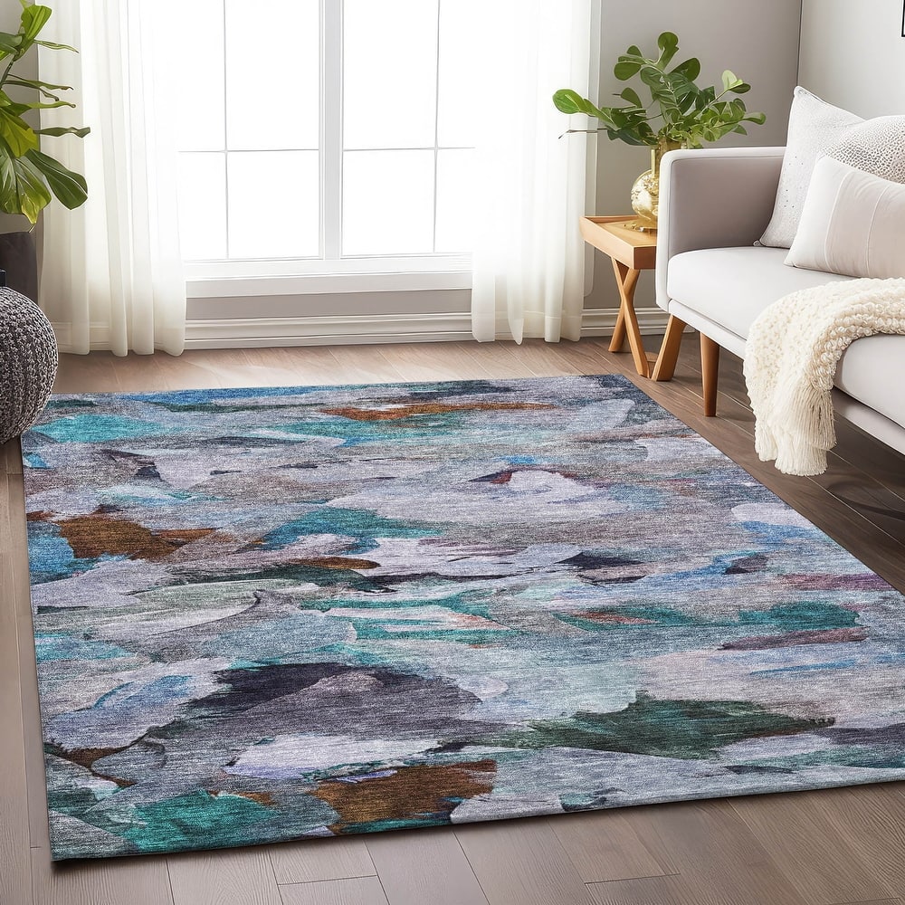 Machine Washable Indoor/ Outdoor Modern Chantille Rug