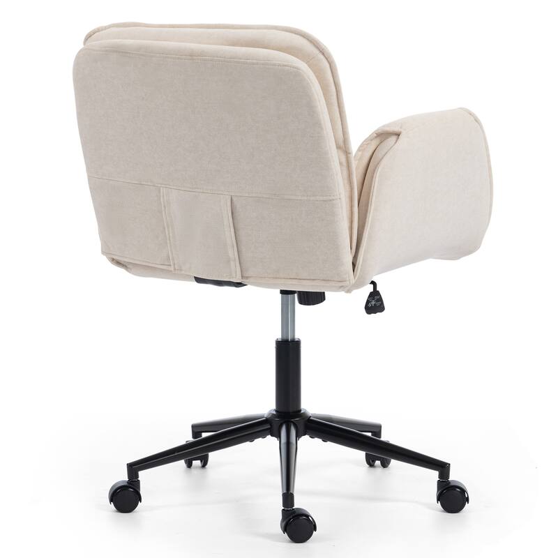 Criss Cross Chair with 5-Gear Adjustable Armrests & Wheels, Ergonomic Thickened Backrest Swivel Desk Chair for Home Office